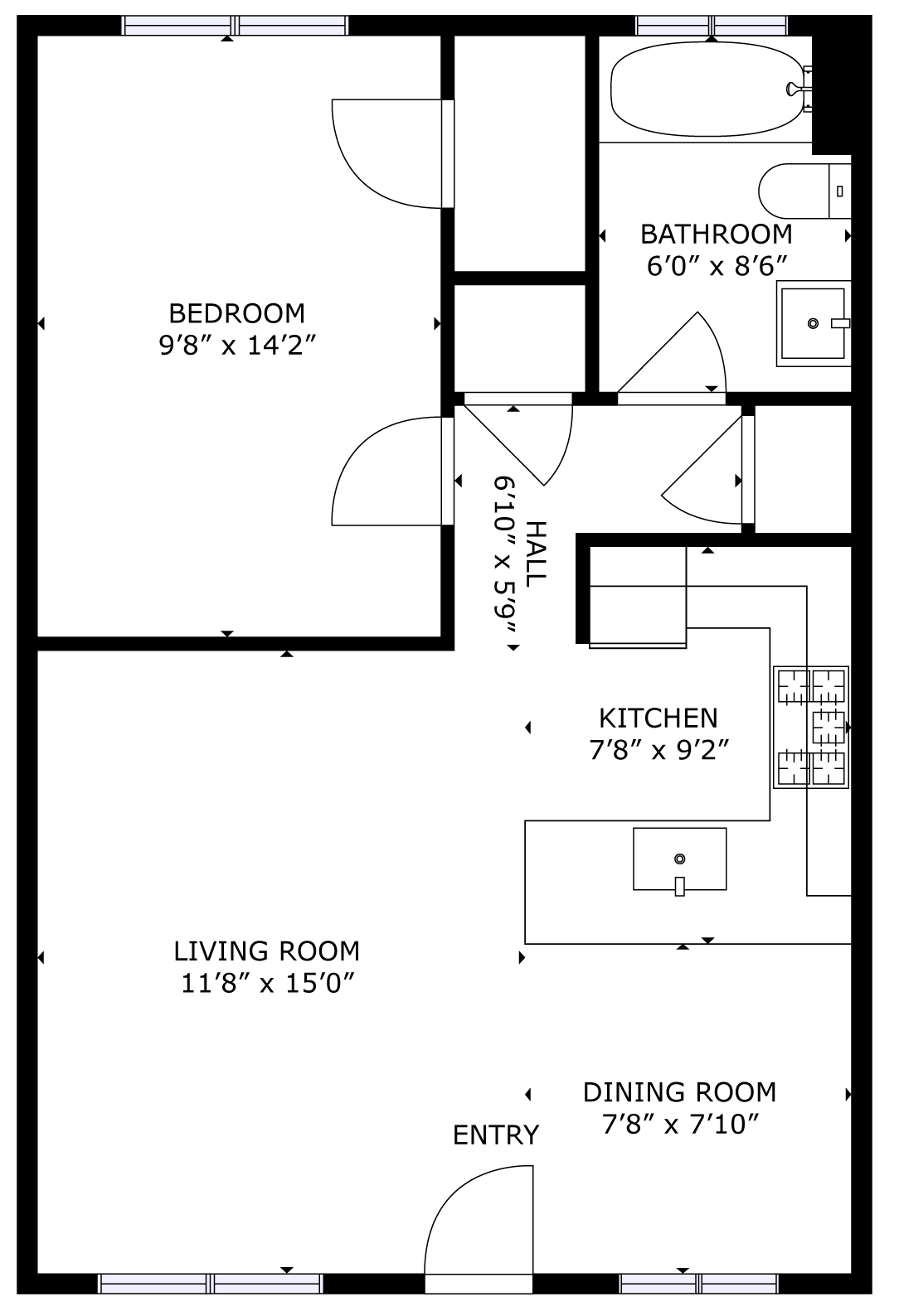 1 Bedroom Floorplan